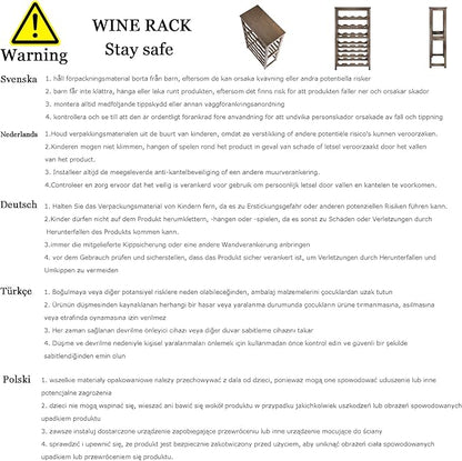 24-Bottle Wine Rack, 6 Tier Bamboo Wine Display Storage Shelves with Tabletop, Floor Freestanding Wine Bottle Holder with Wobble-Free Shelves, Walnut