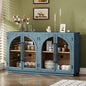 Merax Retro Buffet Sideboard, Wood Storage Cabinet with Shelves, 4 Doors for Living Room Kitchen Dining Room Navy