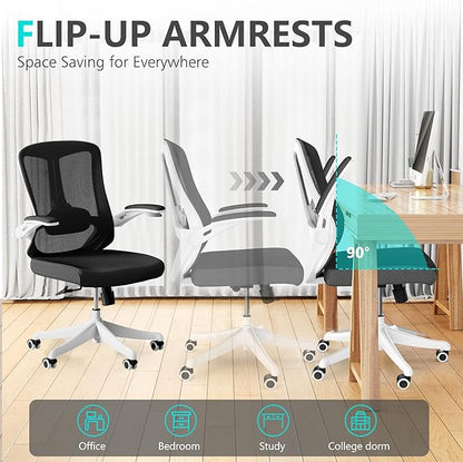 Mesh Office Chairs, High Back Ergonomic Office Chair with Lumbar Wide Comfty Compute Desk Chair for Home & Office Bedroom Study Student (Black)