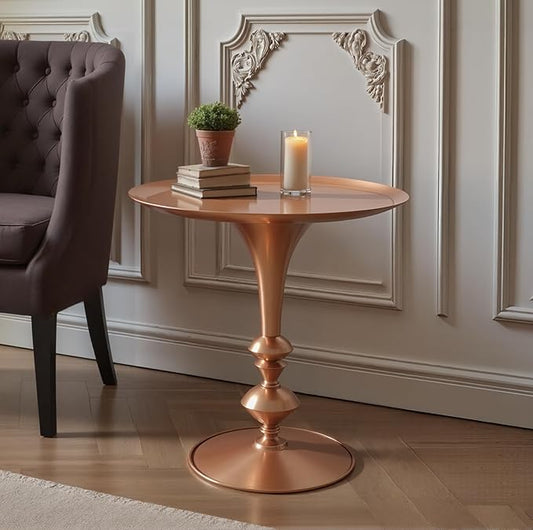 Christopher Knight Home Dolia Decorative Small End Table, Indoor Round Side Table with Unique Rounded Leg, Antique Gold Finish Coffee Table, Vintage Metal Accent Furniture, Multi Functional, Gold