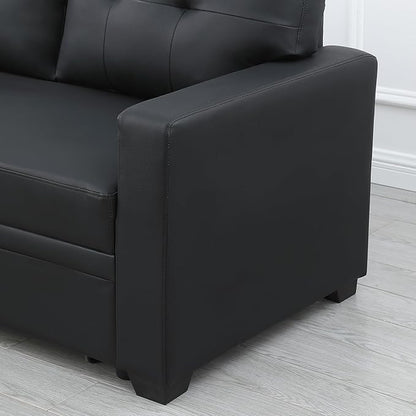 Devion Furniture Philly 4-in-1 Convertible L Shaped Couch with Pull Out Bed and Storage, Sectional Sleeper Sofa with Reversible Chaise for Living Room, Apartment, Bedroom, Office