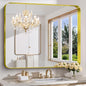 FORBATH 48x40 Inch Bathroom Mirror, Brushed Gold Deep Frame Wall Mirror with Rounded Corners, Anti-Rust Tempered Glass for Modern Farmhouse Vanity (Horizontal/Vertical)