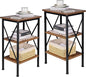 VECELO Versatile Side/End Table with Storage Shelf Nightstands for Living Room,Bedroom Furniture (Set of 2), Shelves, Retro Brown