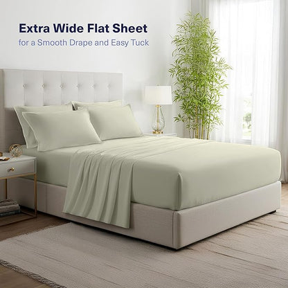 Kickoff Viscose Bamboo Sheets Twin Size 3-pc 100% Organic Bamboo Viscose Bed Cooling Sheets Twin Size Set Cool Bedding for hot Sleepers Sheet, Flat, Fitted, Pillowcase (Soft Sage, T)
