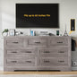 YITAHOME Grey Drawers TV Stand for 65 inches with Power Outlets -Chest of Drawers Dresser with Side Organizer Bag Entertainment Center TV Console