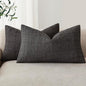 Foindtower Set of 2 Decorative Linen Check Throw Pillow Covers Neutral Farmhouse Lumbar Cushion Covers Modern Boho Home Decor for Sofa Chair Couch Bedroom Living Room Outdoor,12×20 Inch,Charcoal