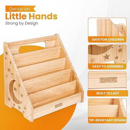 Baby Bookshelf for Toddlers Ages 1-3 - Montessori Nursery Book Shelf with Front-Facing Storage - Kids Book Organizer for Playroom and Bedroom