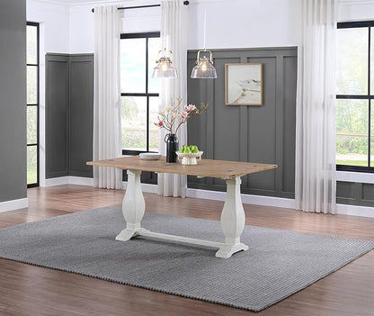 Martin Svensson Home Napa Solid Wood Pedestal Flip-Top Sofa Console Table, White and Driftwood