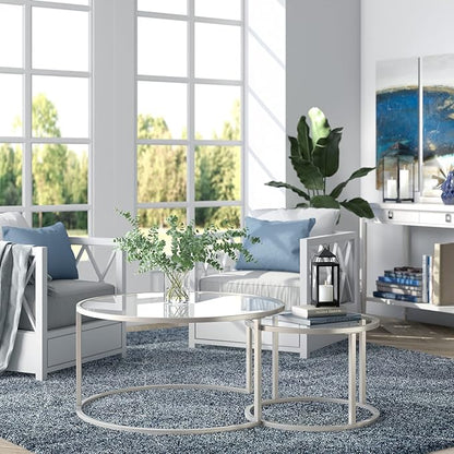 Watson Round Nested Coffee Table in Satin Nickel