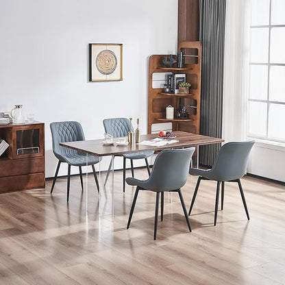 YOUNIKE Dining Chairs Set of 2 with High Back Mid Century Modern Kitchen & Dining Room Chairs PU Faux Leather Upholstered Wide Comfortable Padded Accent Chair for Living Room Bedroom Greyish Green
