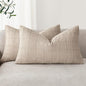 Foindtower Set of 2 Decorative Linen Check Throw Pillow Covers Neutral Farmhouse Lumbar Cushion Covers Modern Boho Home Decor for Sofa Chair Couch Bedroom Living Room Outdoor,12×20 Inch,Natural Linen