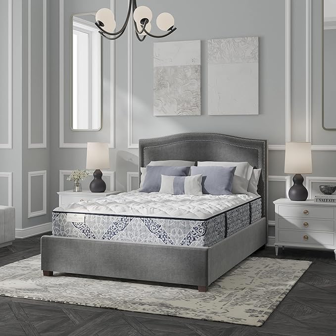 Kingsdown Cushion Firm Hybrid Mattress Queen Cooling Gel Memory Foam Layer Multi-Layered Motion Isolation Cool Sleep Quilted Top Luxury Mattresses, 13.5-Inch Passions Merridale
