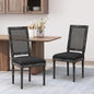 Merax Upholstered Solid Wood Dining Chairs Set of 2, French Country Style Accent Side Seating Furniture for Kitchen, Living Room, Wicker Back, Black