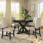 Merax 5-Piece Retro Style Dining Room Set with Extendable Table and 4 Upholstered Chairs, Family Kitchen Functional Furniture, Espresso