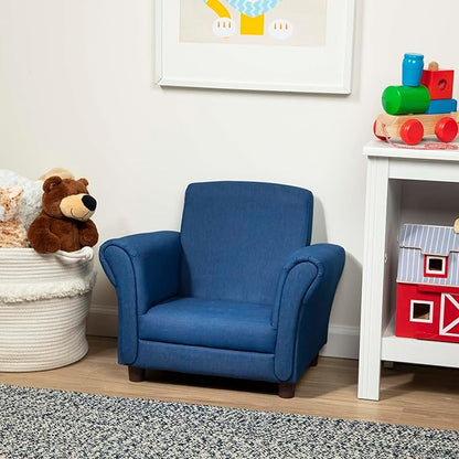 Melissa & Doug Denim Fabric Child’s Armchair (Kid’s Furniture, 23”L x 17.5”W x 18.3”H) Children's Furniture, Child's Reading Chair, Chairs for Toddlers, Oversized Kid's Armchair
