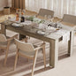 Dining Table for 4-6, 63" Wood Farmhouse Large Kitchen Table with Strong 4 Triangle Legs, Rectangular Dining Room Dinner Table with Sturdy Extra Support for Kitchen, Apartment, Retro Gray