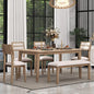6 Pieces Dining Table Set with 60" Rectangle Kitchen Desk,Wooden Living Room Furniture W/ 4 Upholstered Chairs & 1 Bench,for Restaurant,Home Bistro,Natural Wood Wash