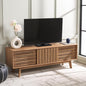 SAFAVIEH ESMA TV Stand for up to 65" Flatscreen – Oak Brown, Sliding Doors with Interior Storage, Entertainment Media Console (MED9640D)