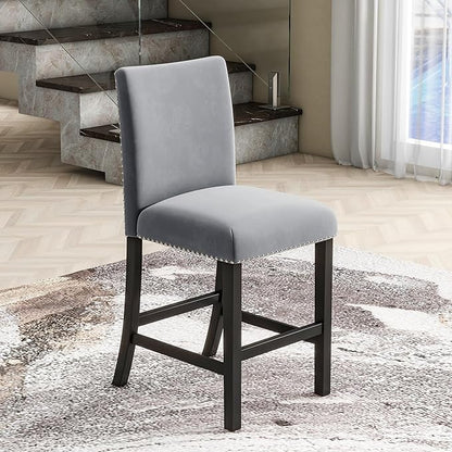 Ball & Cast 5 Piece Dining Table Set with 4 Velvet-Upholstered Chairs,Living Room Furniture W/ 35" Rectangle Faux Marble Top Table,for Restaurant,Home Bistro,Grey