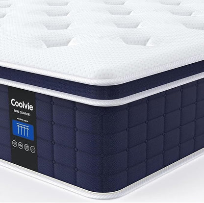 Full Size Mattress 12 Inch, Coolvie Firm Mattress Hybrid in a Box with CertiPUR-US® Certified Foam, Individual Pocket Spring for Motion Isolation & Pressure Relief- Comfort Night Sleep-100-Night Trial
