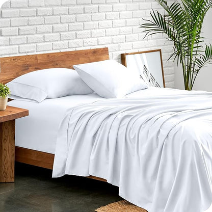Bare Home Split Head Flex King Sheet Set - 1800 Ultra-Soft Microfiber Bed Sheets - Double Brushed - Deep Pockets - Easy Fit - 4 Piece Set - FlexTop King Bedding Sheets (Split Head Flex King, White)