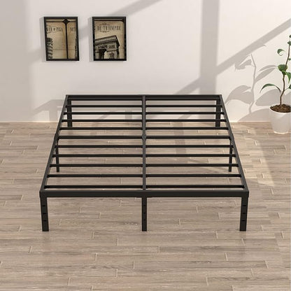Queen Bed Frame No Box Spring Needed, 14 Inch Heavy Duty Metal Platform Bed Frame Queen Size, 1200lbs Steel Slats Support, Easy Assembly, Black