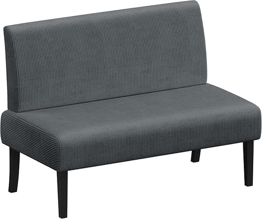 Yaheetech Small Mini Sofa Couch Armless Loveseat Futon for Bedroom, Corduroy Fabric & Easy Assembly, for Small Spaces Living Room,Dorm,Office,Apartment, Dark Grey