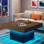 LED Coffee Tables for Living Room, Farmhouse Wood Coffee Table, 33.5" Square Coffee Table with Storage, Large Vintage Brown Center Table, Living Room Tables Cocktail Table (Vintage Brown)