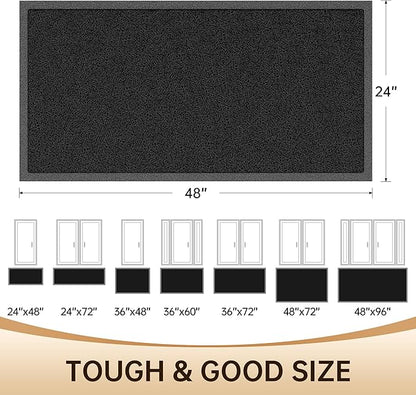 Amyracel Front Door Mat Indoor Outdoor Entrance, 24" x 48" All-Season Waterproof Heavy Duty Doormat for Outside Entry, Stain and Fade Resistant, Low Profile, Easy Clean Patio Entryway Mat