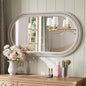 Farmhouse Oval Mirror Boho, 20" x 36" Antique Oval Bathroom Mirrors, Wooden Rustic Decorative Wall Mirror with Beaded for Bedroom, Living Room, Hallway, Vertical or Horizontal Hanging