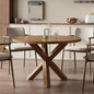 Acanva 47" Small Round Dining Table for 4 Person, MDF Top and Sturdy Wood Base Structure, Modern Design for Kitchen, Compact Space & Apartment, Light Brown