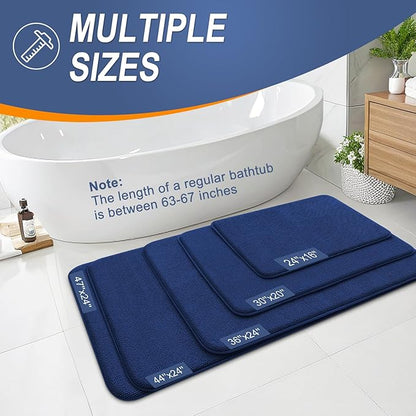 OLANLY Thick Memory Foam Bath Mat Rug 44x24, Extra Soft Absorbent Bathroom Rug, Quick Dry Bath Mats, Non-Slip, Machine Washable Carpet for Bathroom, Tub and Shower, Home Decor Accessories, Navy
