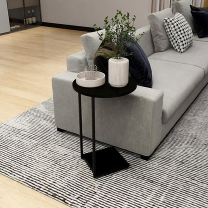HDANI C Shaped End Table Set of 2,Couch Side Table That Slide Under,C Table End Table for Livingroom, Bedroom,Office (Black)