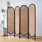 4 Panel Room Divider Screen and Folding Panel Divider in Arch Shape,Double Sided Bamboo Panel Screen for Room Separation,Brown,70.9" H x 70.9" W