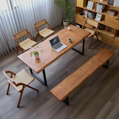 Solid Wood Office Desk, Dining Table, Desk -55 to 62 inches, Modern Farmhouse Design, can accommodate 2-8 People, Easy to Assemble, Ideal for Learning, Writing, and Dining. (62 inches)