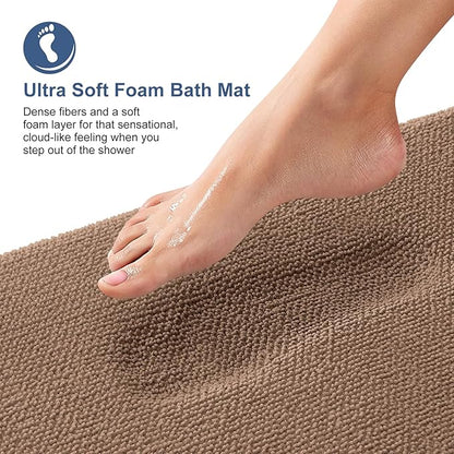 OLANLY Thick Memory Foam Bath Mat Rug 36x24, Extra Soft Absorbent Bathroom Rug, Quick Dry Bath Mats, Non-Slip, Machine Washable Carpet for Bathroom, Tub and Shower, Home Decor Accessories, Mocha