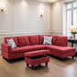 L Shaped Sectional Couch Sofa, Modern Couches for Living Room, Comfy 4 Seat Modular Sectional Sofa with Ottoman Storage for Bedroom Apartment, Red