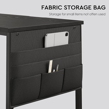 Ｍａｉｈａｉｌ Maihail Small Desk with Drawers, 40 inch Computer Desk with Shelves, Writing Desk with Storage, Small Office Desk with Metal Frame, Black