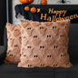 4TH Emotion Halloween Ghost Decorative Pillow Covers 18x18 Set of 2, Light Brown Soft Plush Faux Fur Farmhouse Throw Cushion Cases for Fall Autumn Holiday Home Decorations