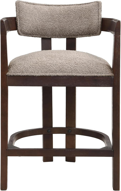 Christopher Knight Home Set of 2 Ryland Modern 26" Counter Height Bar Stools, Fabric Upholstered Counter Stools,Wooden Kitchen Island Armchair with Footrest, Round Backrest, Soft Seating, Espresso