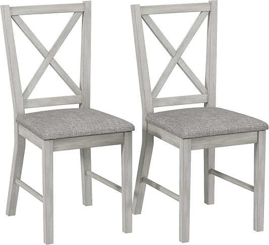 Solid Wood Dining Chairs, Part of Dining Table Set, Mix and Match Table, Chairs Sold Separately for Dining Room, Kitchen, Grey