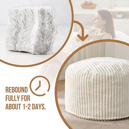 Hobestluk 4ft Bean Bag Chairs for Adults Large Beanbag Chair with Dutch Corded Plush Cover Big Bean Bag Chair for Living Room Bedroom Dorm Office - White (42" x 42" x 24")
