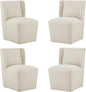 Upholstered Dining Chair with Casters Wingback Modern Side Armless Deskchair with Rollers for Diningroom Bedroom Livingroom Reading Room,Cream Beige,4 Box