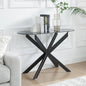 Modern Glass Oval Console Table, Entryway Hallway Narrow Sofa Table, Entrance for Entryway, Living Room, Foyer, Hallway, Office， 45" Lx18 Wx30 H Black