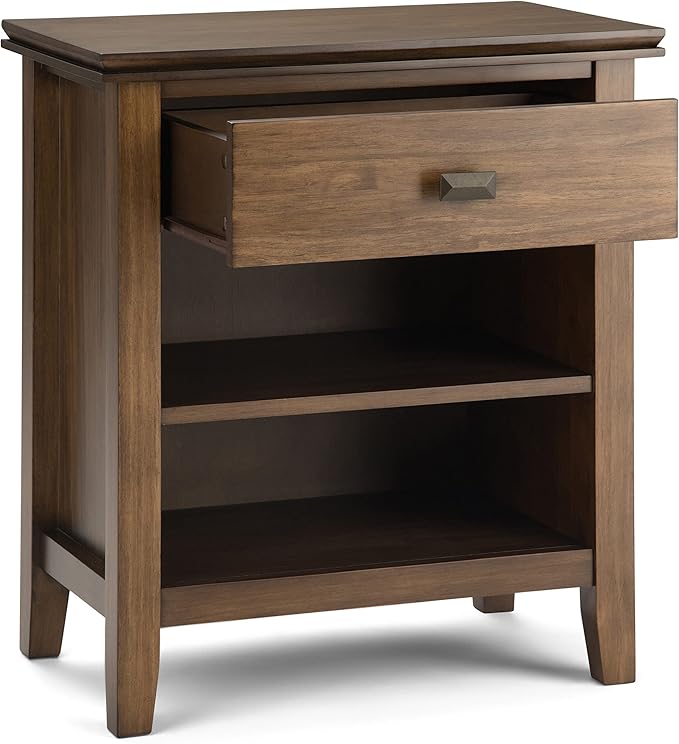 SIMPLIHOME Artisan SOLID WOOD 24 inch Wide Transitional Bedside Nightstand Table in Rustic Natural Aged Brown for the Living Room and Bedroom