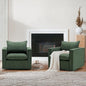 COLAMY Swivel Accent Chair Set of 2, 34 Inches Wide Upholstered Arm Chair with Plump Back Pillow, Modern Sofa Living Room Chair for Bedroom, Corner, Reading Nook-Green