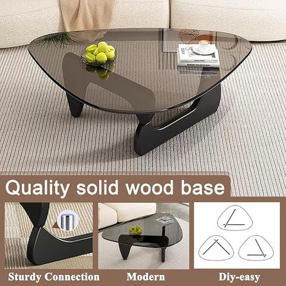 Modern Glass Coffee Table for Living Room, Black mid Century Modern Coffee Table, Sleek Coffee Tables, Suitable for Bedroom Living Room Reception Office Tables（Black/Grey，Large）