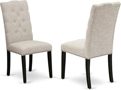 East West Furniture X697EL635-5 5 Piece Dining Set Includes a Rectangle Dining Room Table with X-Legs and 4 Doeskin Linen Fabric Upholstered Parson Chairs, 40x72 Inch, Multi-Color