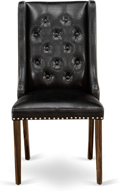 East West Furniture X777FO749-5 5 Piece Dining Set Includes a Rectangle Dining Room Table with X-Legs and 4 Black Faux Leather Upholstered Parson Chairs, 40x72 Inch, Multi-Color