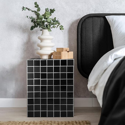 JONATHAN Y END2000L Callista 18" Modern Bohemian Ceramic Tiled Rectangle End Table, Side Table, Accent Table for Living Room, Bedroom, Black/White